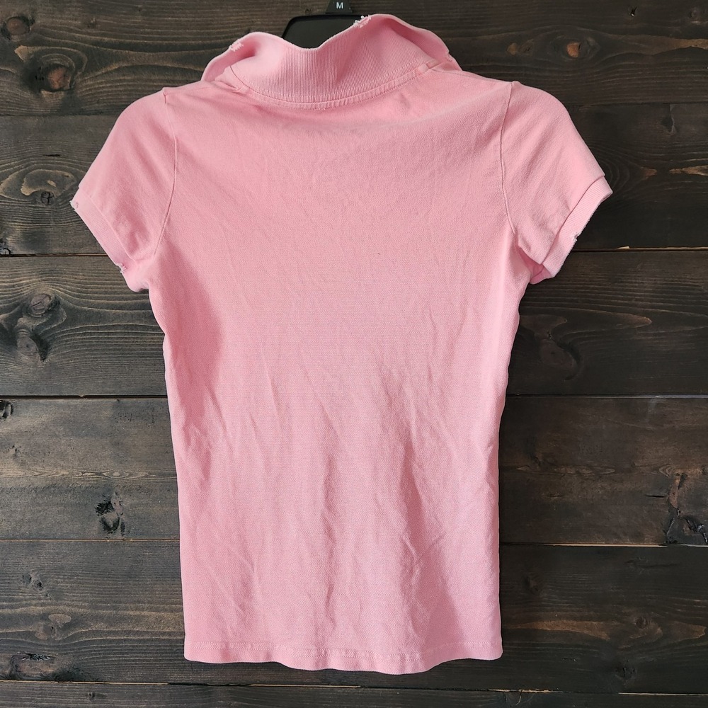 Abercrombie & Fitch Women's M Polo Shirt Preppy Moose Y2K Pink Distressed - Picture 4 of 10